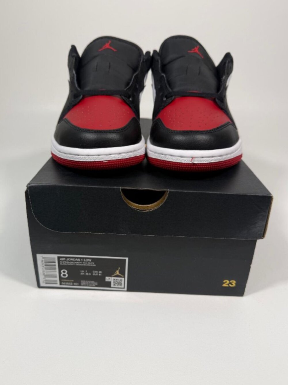Men Air Jordan 1 Low Sneakers 8 White/Black-Varsity Red-White - Picture 3 of 5